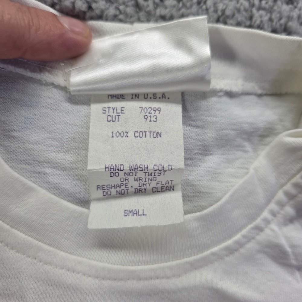Cristina MAXX White Graphic T-Shirt Handcrafted Silver Glitter USA Made Small - Picture 9 of 13